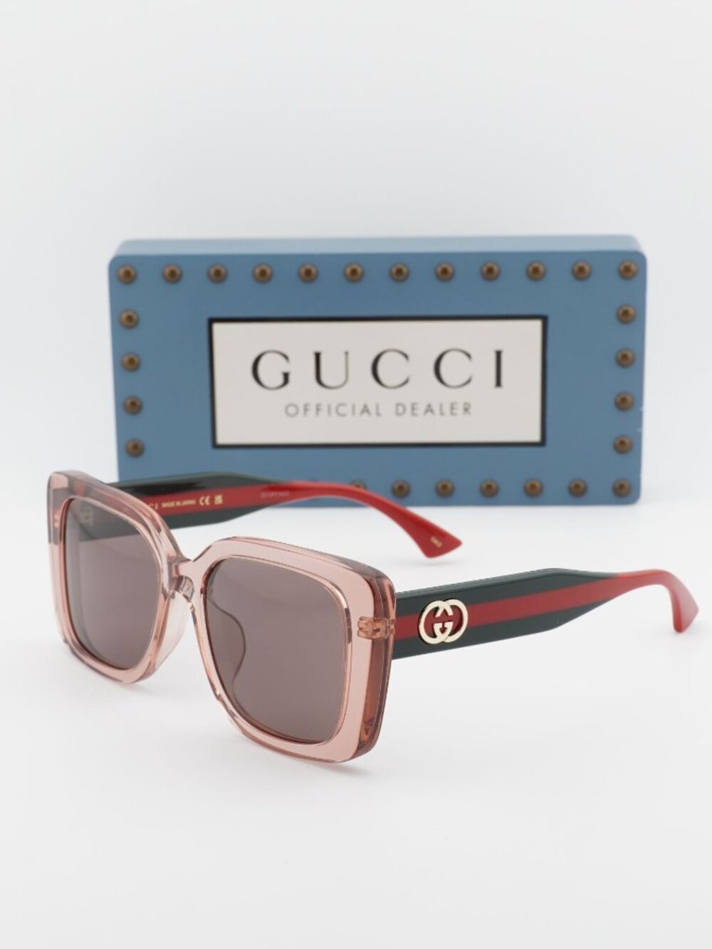 Gucci GG2118SA 003 Square Sunglasses - Transparent Pink/Green/Red